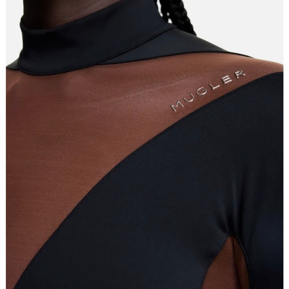 NEW Mugler x H&M Mesh-Paneled Bodysuit Black XL - Picture 2 of 3